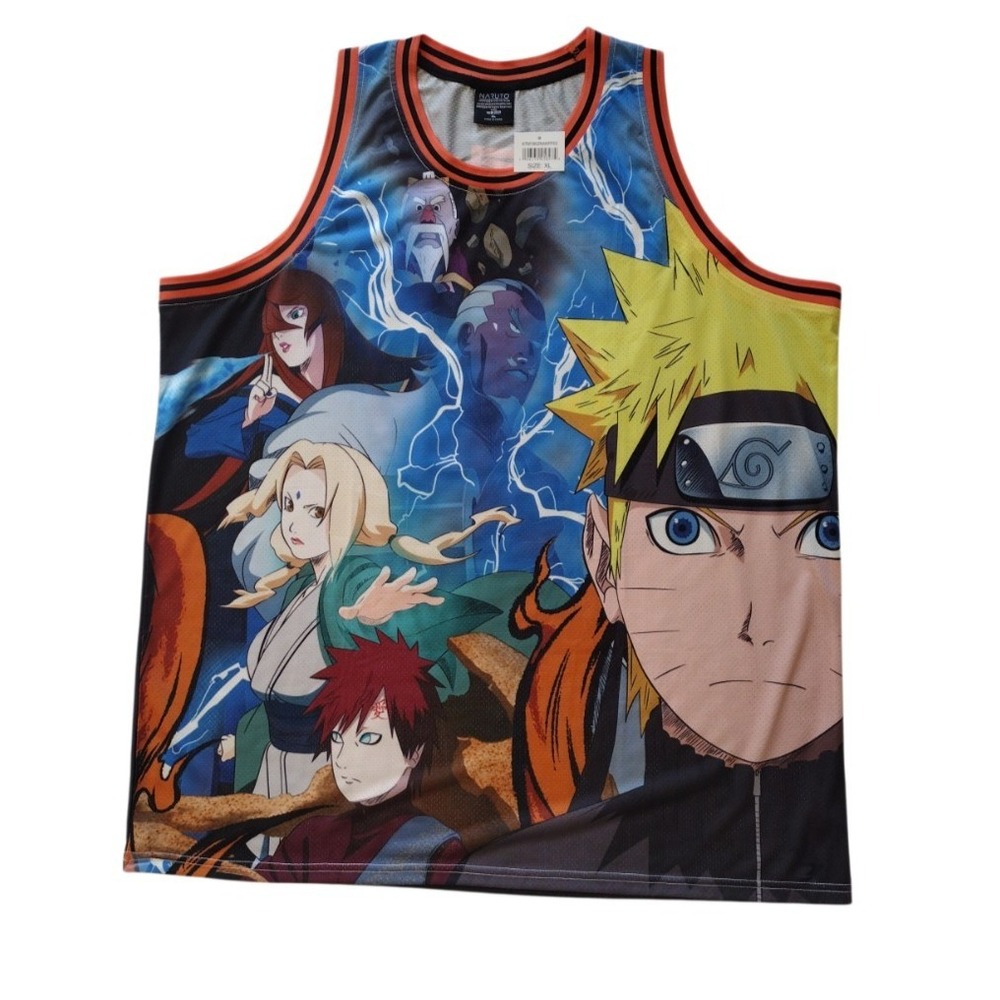 Naruto Tank Top Shirt Man's‎ XL Multicolor Jersey  Shippuden Collection Relaxed